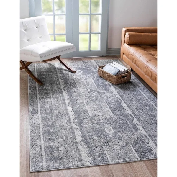 Porch & den Regatta Distressed Geometric Stripe Area Rug - 8& x 8& Square - Blue