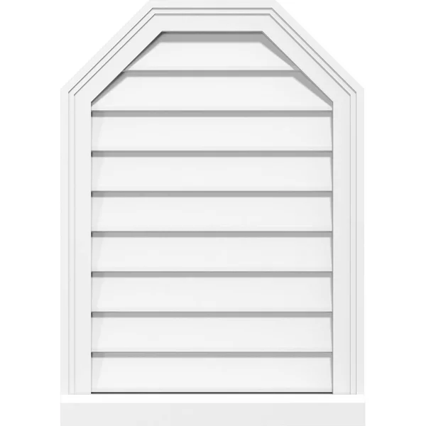 Ekena Millwork GVPOT42X3803SN 42x22W x 38x22H Octagonal Top Surface Mount PVC Gable Vent: Non-Functional - w/ 2x22W x 2x22P Brick