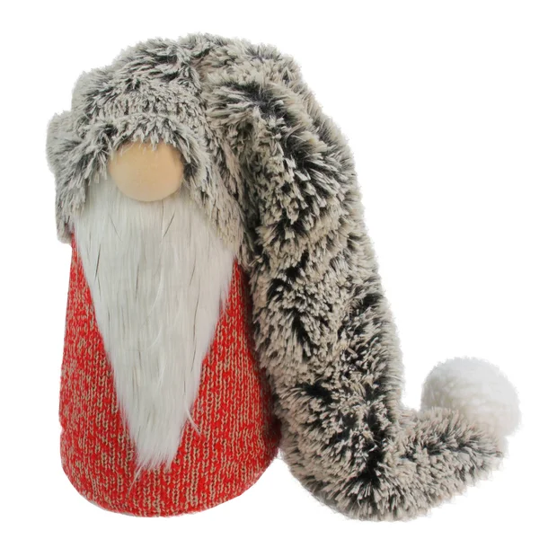 16x22 Red, Grey and White Long Fluffy Hat Gnome Christmas Decoration