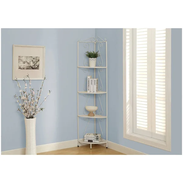 Monarch Specialties White Hammered Metal 70x22H Corner Display Etagere