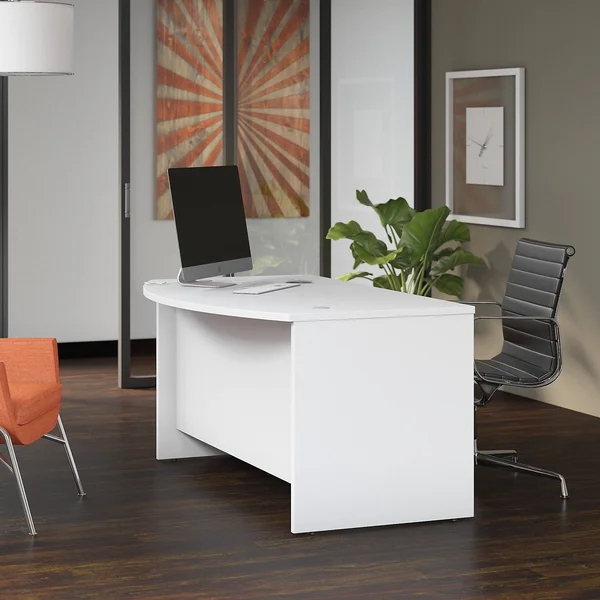 Bush Business Furniture Studio C 60W x 36D Bow Front Desk, White