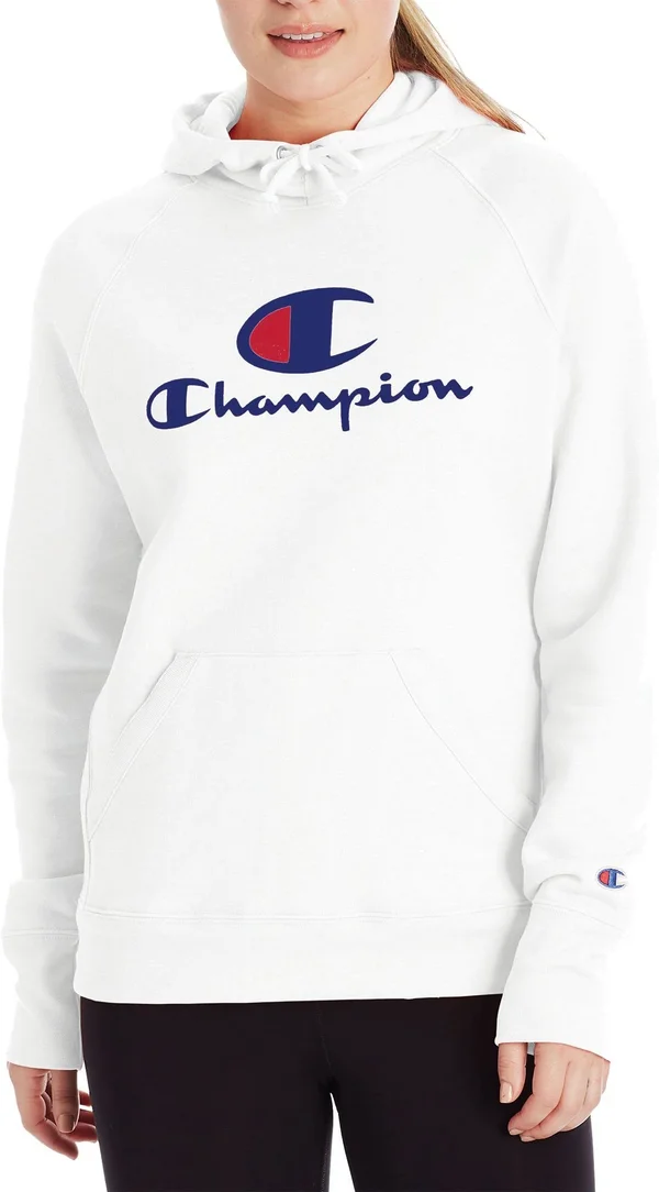 Champion Women's Powerblend Graphic Hoodie, Large, White