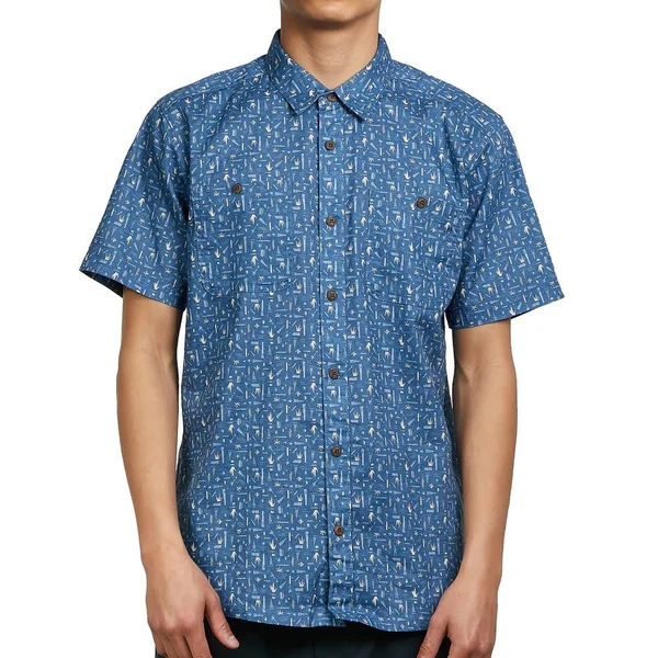 Patagonia Back Step Shirt - Swamp Stamp Multi - Pigeon Blue - S - Men