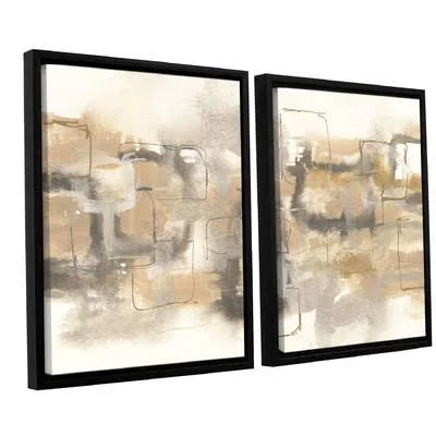 &Platinum Neutrals II& 2 Piece Framed Painting Print Set on Canvas Latitude Run Size: 24x22 H x 18x22 W x 2x22 D