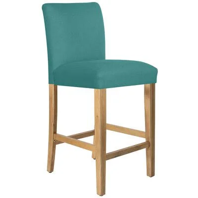 Connery Bar & Counter Stool Wayfair Custom Upholstery Leg Color: Natural Wood, Body Fabric: Linen Laguna, Seat Height: Bar S