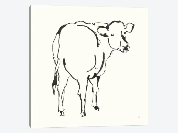 Chris Paschke Canvas Art Picture - Line Cow ( Animal Art > Farm Animals > Cows art)