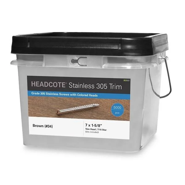 Headcote #7 x 1-5/8x22 - #82 Mahogany - Stainless Steel Trim Head Deck Screws - 5000 pc. Bulk Pail - STX82V07162