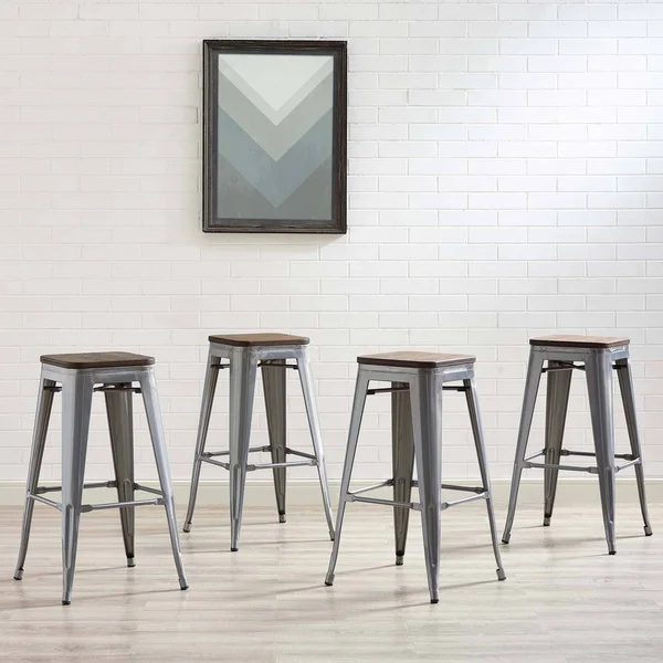 Modway Gunmetal Promenade Bar Stool [Set of 4]