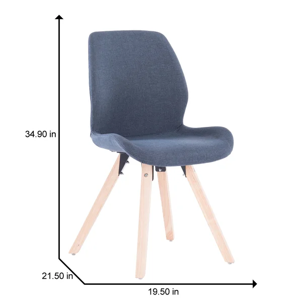 Porthos Home Modern Dining Chair with Rubberwood Dowel Legs, Set of 2 (Blue)