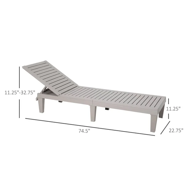 Outsunny 2-Piece Outdoor Patio Chaise Lounge Chair with 5-Level Adjustable backrest, Zippered Cushions & Modern Design