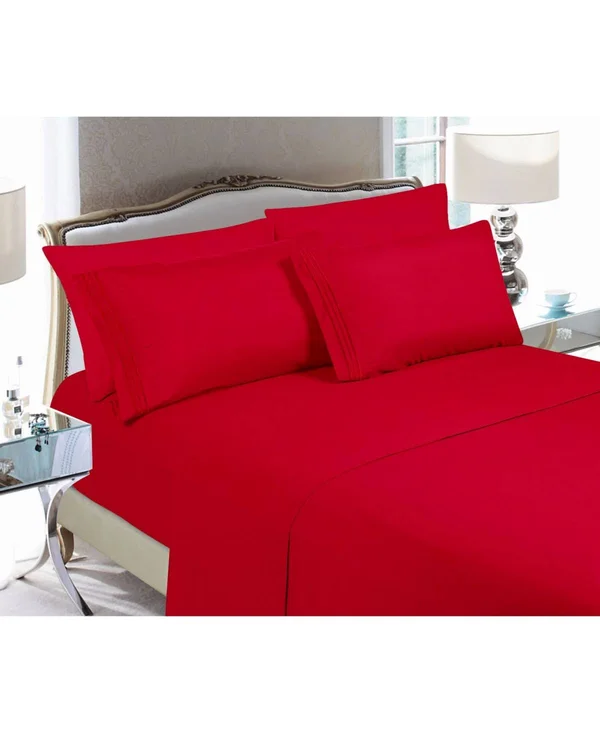 Elegant Comfort Luxury Soft Solid 6 pc. Sheet Set - King - Red