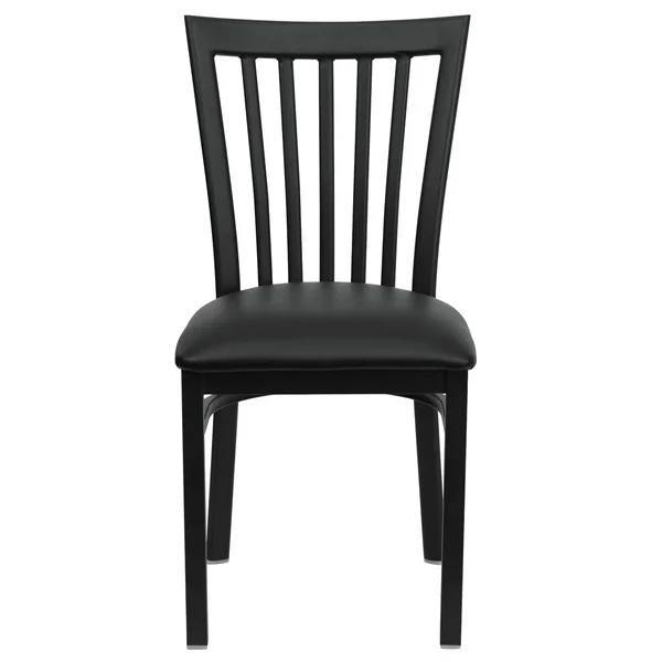 Flash Furniture Hercules School House Back Metal Dining Chair, Black Vinyl