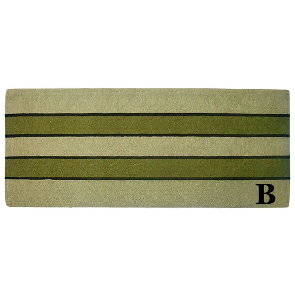 Nedia Home 9374745B 24 x 57 in. Heavy Duty Pistachio Coco Mat Monogrammed B