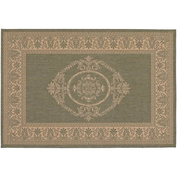 Couristan Recife Antique Medallion Area Rug, Green/Natural, 8&6x22 Square