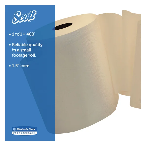 Scott - Paper towel - cardboard - roll - 400 ft - brown (pack of 12) - for P/N: 09736, 09746, 09990