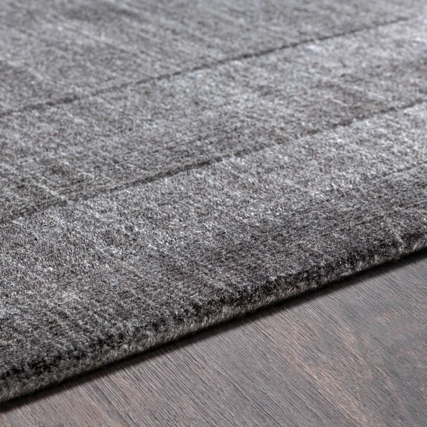 Modern BHS-0061938 Tufted Wool Charcoal Border Accent Rug - 8' x 11'