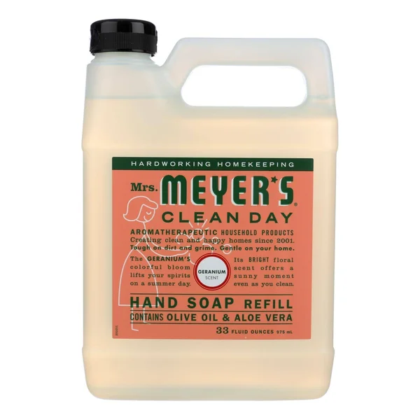 Mrs. Meyer's Clean Day Liquid Hand Soap Refill, Geranium, Case of 6, 33 fl oz.