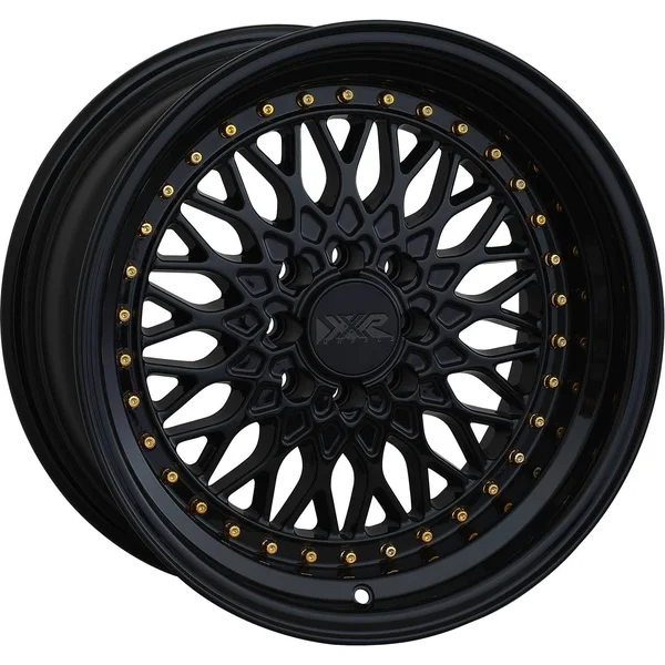 XXR 536 15x8 4x100/4x114.3 0et Black - Gold Rivets Wheel