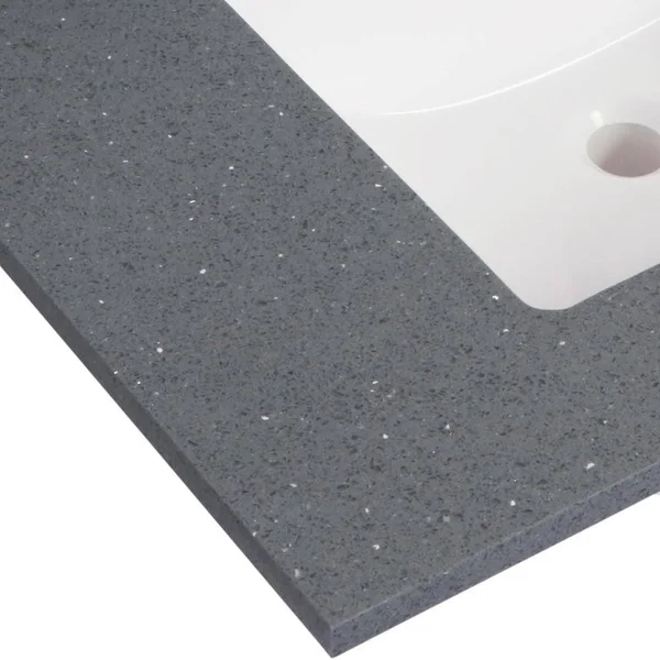 Milan 25 in. Bath Vanity with Quartz Stone Vanity Top with Backsplash - Galaxy Grey - Grey