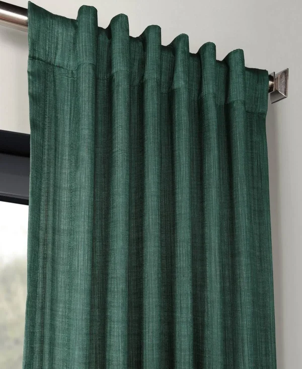 Exclusive Fabrics Faux Dupioni Shantung Silk Curtain - Size: 50 x 96, Green