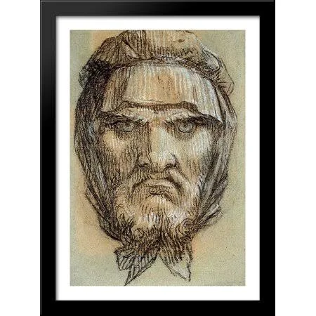 Head of Plutus, God of Wealth 28x40 Large Black Wood Framed Print Art by Pierre Paul Prud'hon