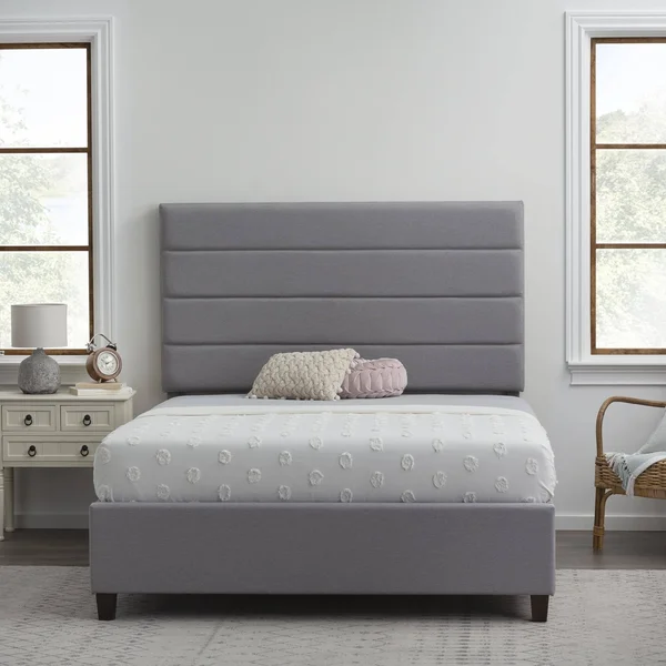 Brookside Upholstered Horizontal Channel Bed - Beige - California King