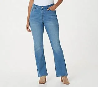 Denim & Co. Easy Stretch Denim Regular Pull-OnBootcut Jeans - Size Plus 20, Light Wash