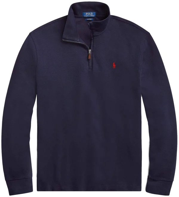 Polo Ralph Lauren Mens Half Zip French Rib Cotton Sweater (M - RLNavy)