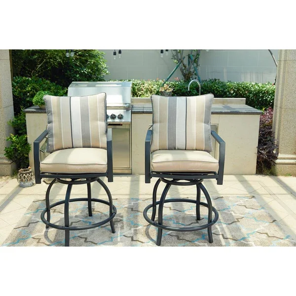 Patio Festival 2-Piece High Seating Swivel Chair Set (Beige)