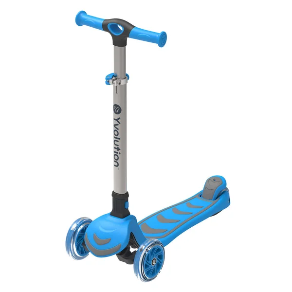 Yvolution Y Glider Kick & Roll 3 Wheeled Scooter for Kids with LED Wheels for Kids Aged 3+- Blue