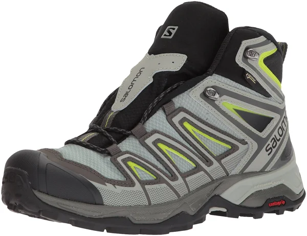 Salomon Men's x Ultra 3 Mid GTX Boots Beluga - Shadow, Lime Green 10
