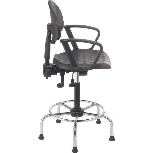 Shop Stool with Armrest - Polyurethane - 4 Way Adjustable - Black