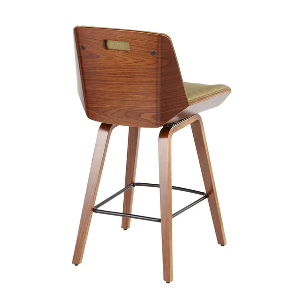 LumiSource Corazza Mid-Century Modern Counter Stool - Walnut/Green