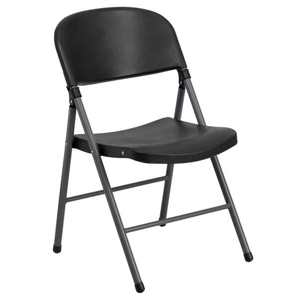 Flash Furniture Plastic Folding Chair with Charcoal Frame: Hercules Series, Black, 330 lb Capacity