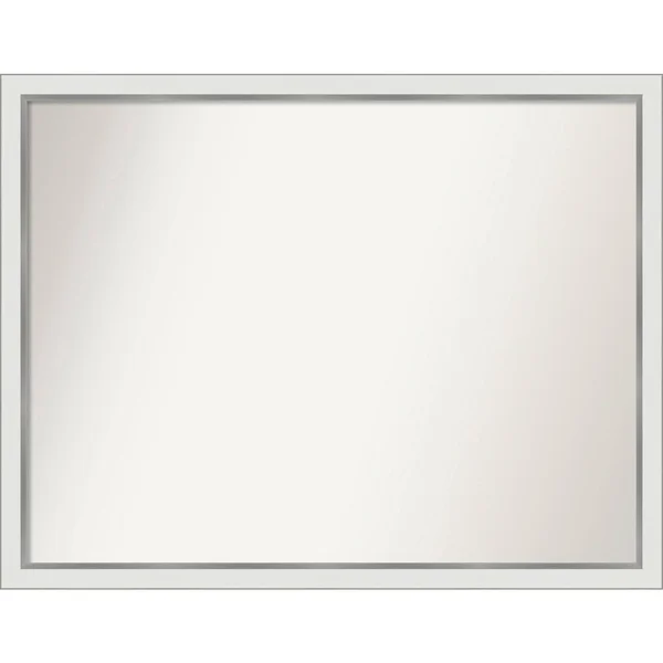 Amanti Art Medium Rectangle Satin White Silver Casual Mirror (35.12 in. H x 45.12 in. W)