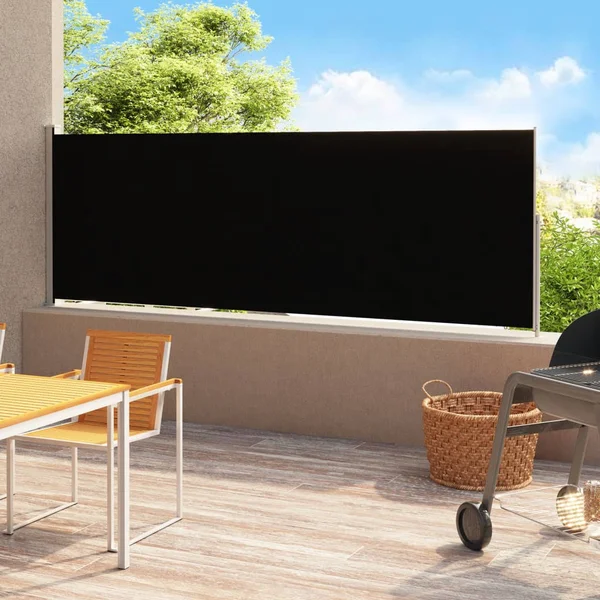 vidaXL Patio Retractable Side Awning 86.6x22x196.9x22 Black