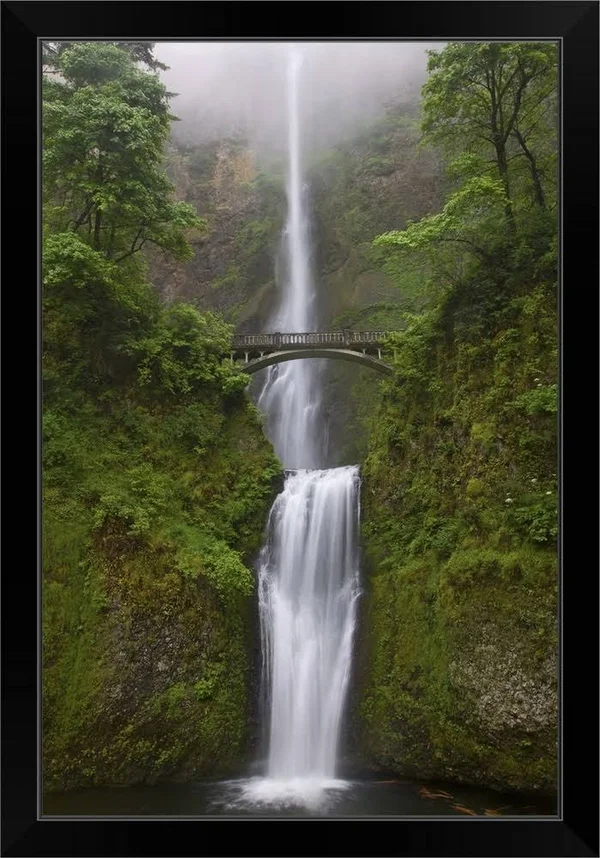 Oregon - Multnomah Falls, Columbia River Gorge Region, Black Framed Wall Art, 20x30, Great Big Canvas