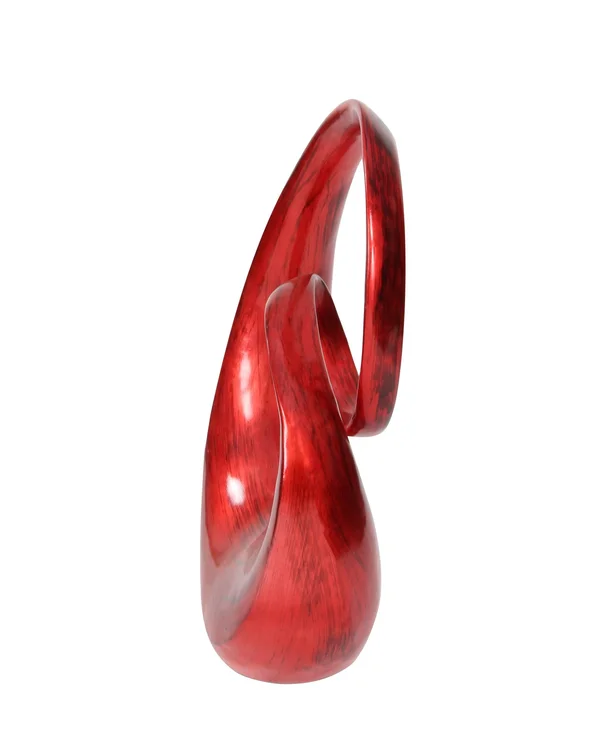 Rounded Corners Glossy Red and Black Polystone Sculpture