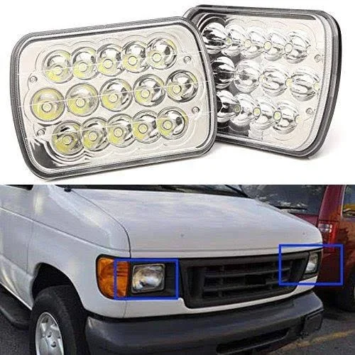 2pcs 7 X6 LED Headlights High Low Sealed Beam Headlamp 45W H6052 H6054 for Ford E-150 E-250 E-350
