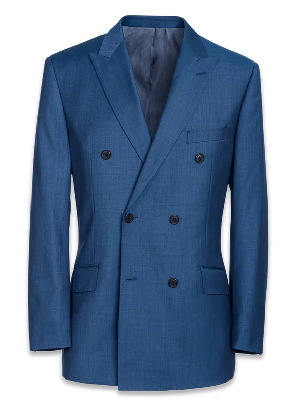 Men's Suit - Classic Fit in Solid Slate Blue Sharkskin - Paul Fredrick