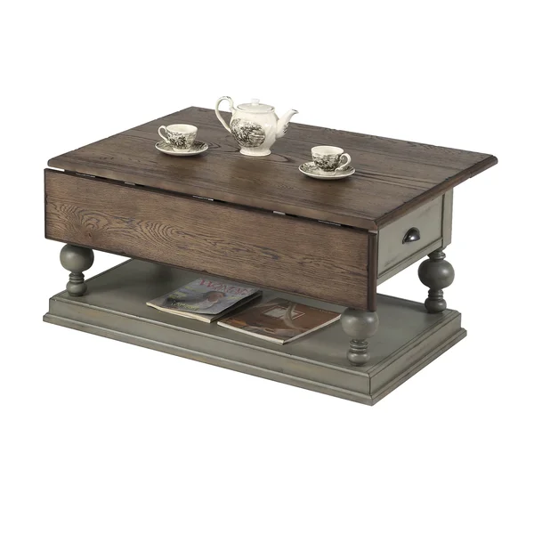 Progressive Furniture Colonnades Drop-Leaf Cocktail Table, Weathered Grey/Oak
