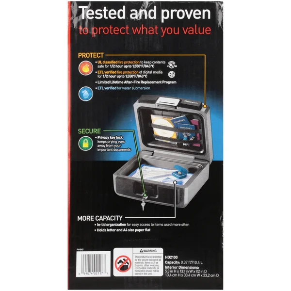 Sentry HD2100 Safe 0.37 Cu ft 15.5w x 14.4d x 7.6h Black