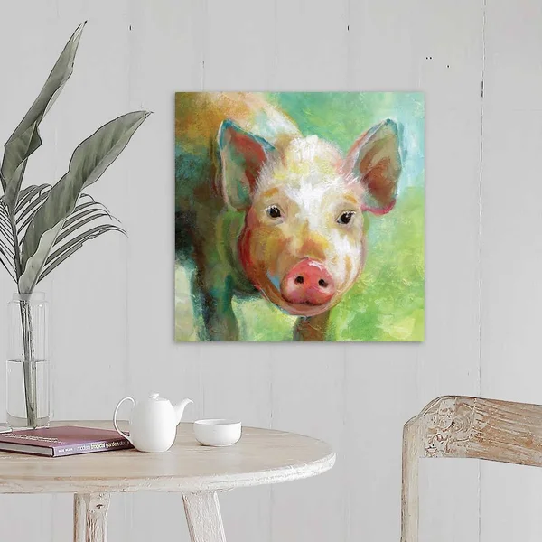 Colorful Quirky Pig - Canvas Wall Art, 20x20, Great Big Canvas