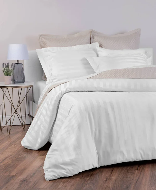 Charter Club Damask Stripe 100% Supima Cotton 550 Thread Count 3 pc. Duvet COVER, King, Created for Macy&s - Pomegranate (Burgun