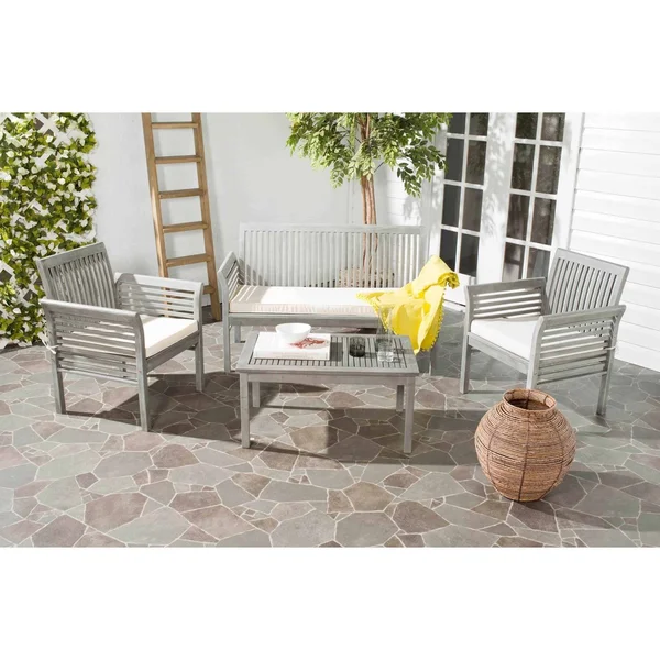 Safavieh Carson 4-Piece Outdoor Set - Grey Wash/Beige
