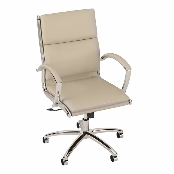 Cabot Mid Back Leather Executive Office Chair in Washed Gray