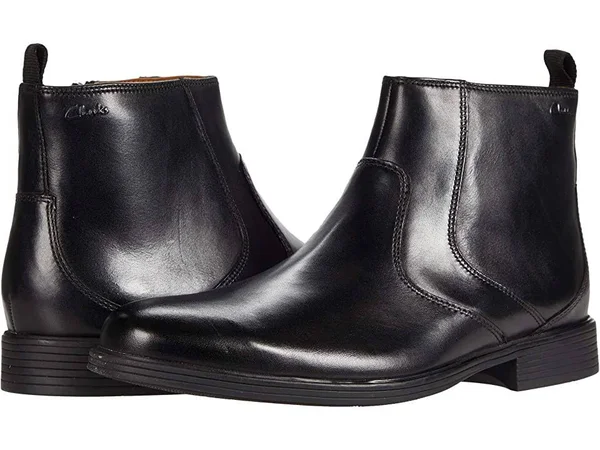 Clarks Mens Whiddon Zip Black Leather Size 7