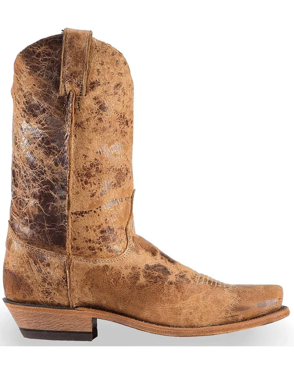 Justin Men's Cracked Bent Rail Tan Road Western Boots