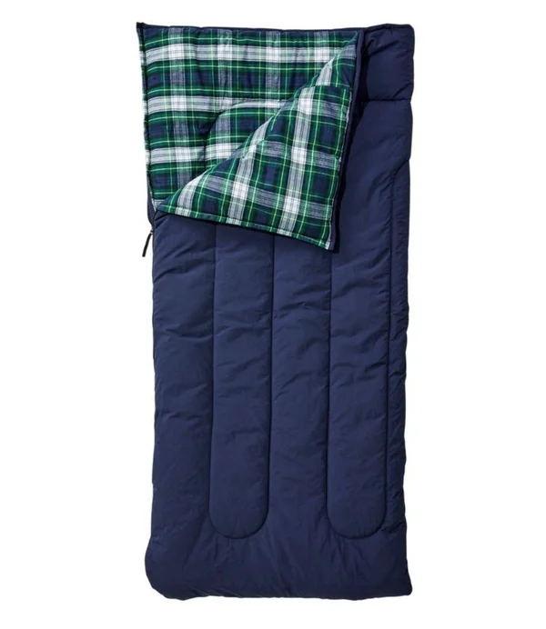 L.L.Bean Flannel Lined Camp Sleeping Bag - 40° Blue, L.L.Bean