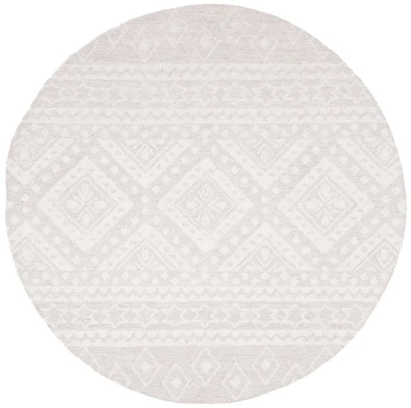 Safavieh Micro-Loop MLP501G 5&0x22 x 5&0x22 Round Grey, Ivory Area Rug
